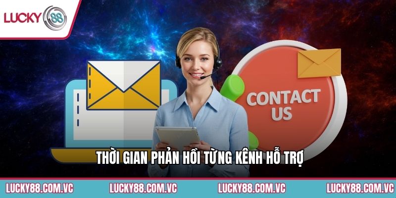 Liên Hệ - Kênh Hỗ Trợ Chính Thức Tại Lucky88 3 Thời gian phản hồi từng kênh hỗ trợ